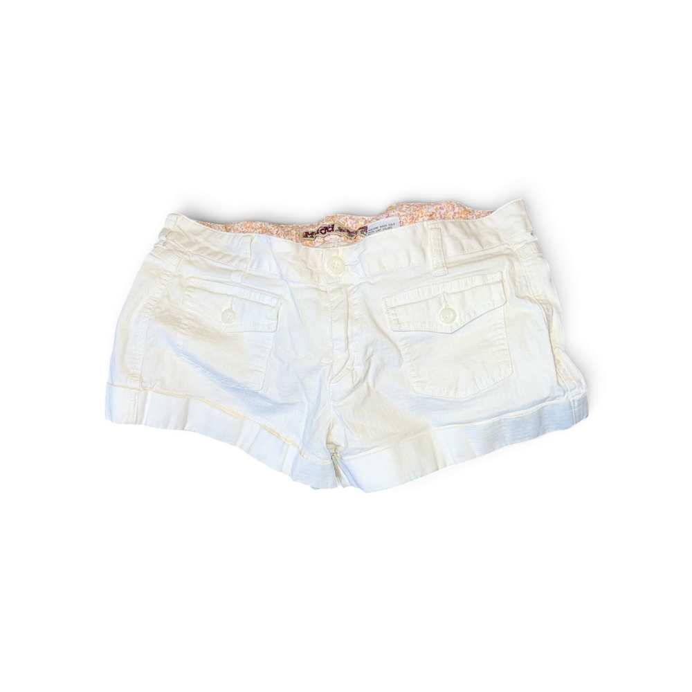 Mudd Women's White Cargo Utility Shorts Size 11 Low Rise Y2K